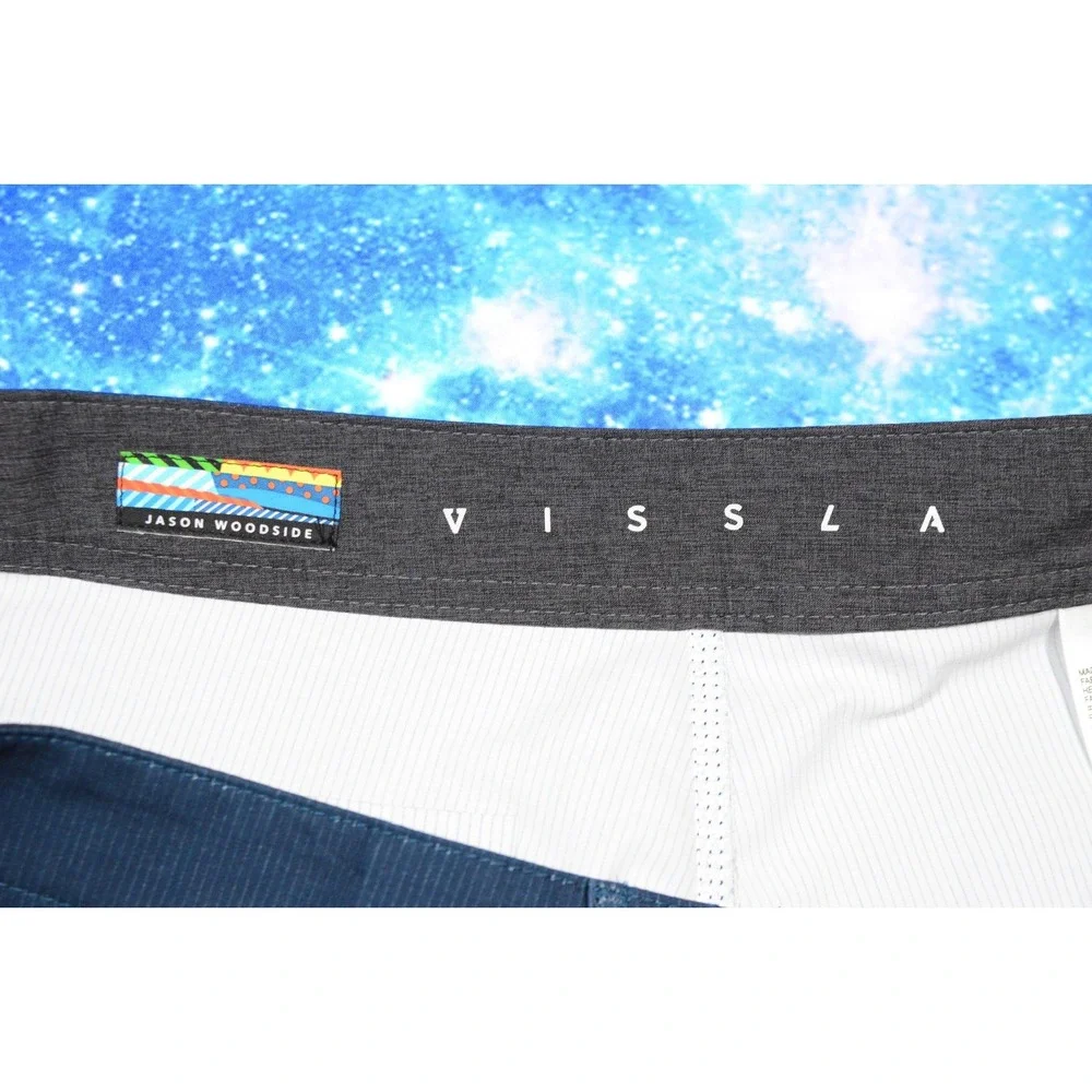 Vissla Shorts Mens‎ 38 Navy Jason Woodside Boardshorts Swim Zip Pocket M1313JCS